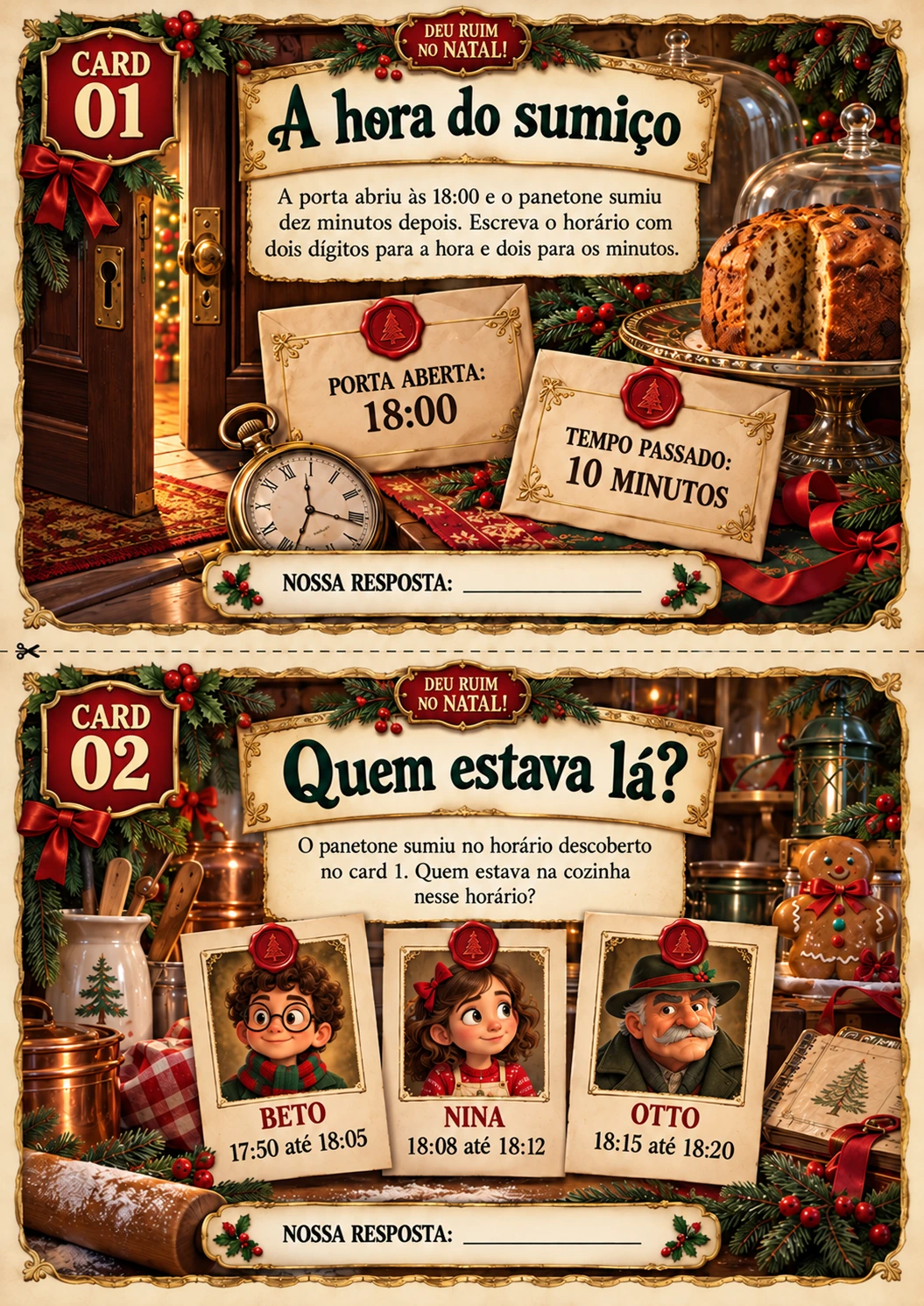 Card real da miniaventura do panetone