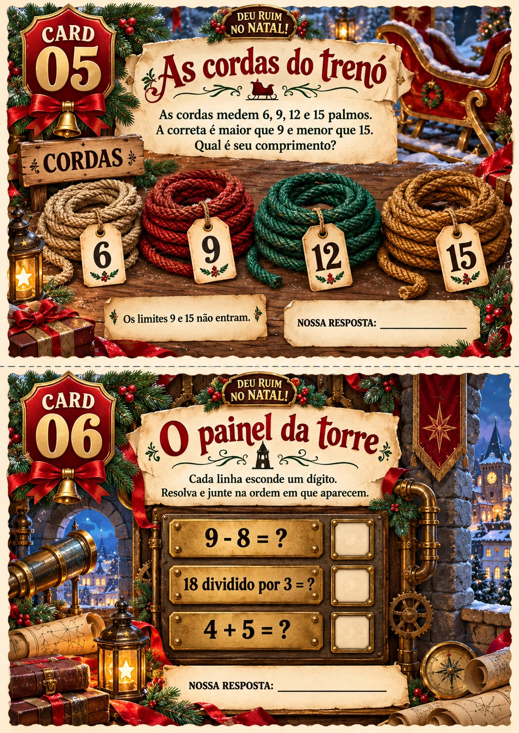 Card real do enigma O painel da torre